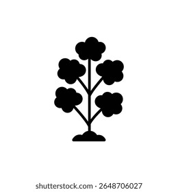 Icono de planta creativa con hojas en forma de nube en el tallo