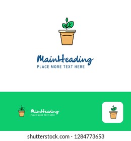 Creative Plant pot  Logo Design. Flat color Logo place for Tagline. Vector Illustration