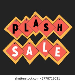 Creative plash sale banner design with stylish hanging elements and attractive sale typography. Ideal for retail promotions, online shopping campaigns, social media advertisements, e-commerce banners, and commercial marketing projects. Designed to create a strong promotional impact with a modern visual appearance.