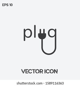 Creative "Plug" vector logo. Typographic "Plug" symbol icon. Premium quality. 