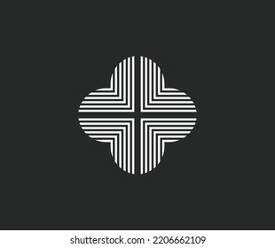 Creative plus, medical line art icon, logo vector illustration. Elegant, luxury floral logo design template.	
