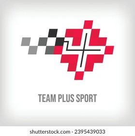 Creative plus sign racing and sports logo. Modern pixel with new culture colors. Font alphabet template. Creative contest geometric. vector