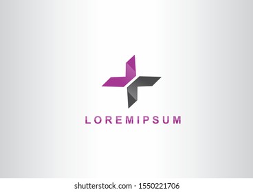creative plus symbol logo icon design template elements with purpe and black color concept