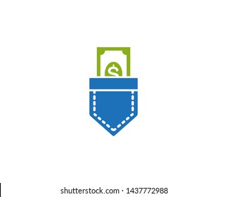 Creative Pocket Money Logo Design Symbol Vector Illustration