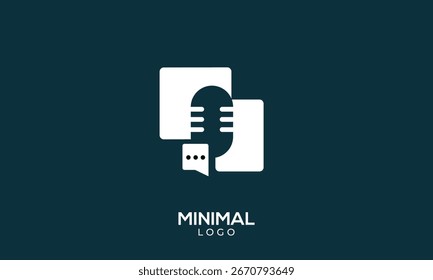 Diseño creativo del logotipo del podcast con la burbuja del chat	
