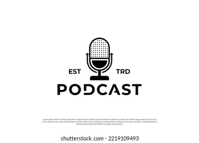 creative podcast logo design. microphone icon, recording logo template.