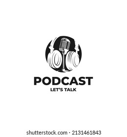vector de diseño de logotipo de podcast creativo