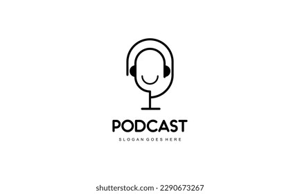 Vector de diseño de logotipo de podcast creativo