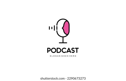 Creative podcast logo design vector