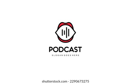 Vector de diseño de logotipo de podcast creativo