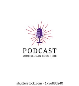 plantilla creativa de diseño de logotipo de micrófono para podcast, inspiración para el logotipo del programa de audio digital