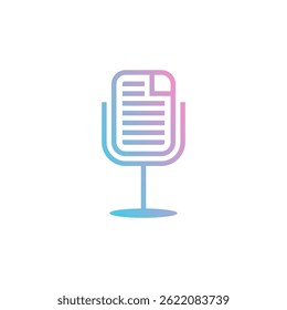 Creative Podcast Symbol with Stylized Microphone and Document Lines