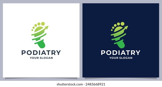 Creative podiatry logo, arrows right design concept Premium Vector