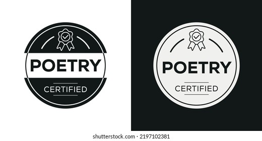 Insignia certificada por Creative (poesía), ilustración vectorial.