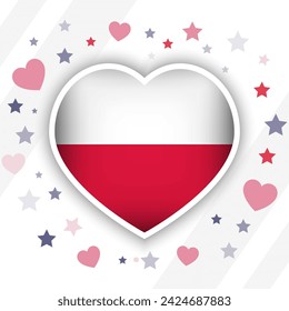Icono creativo del corazón de la bandera de Polonia