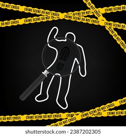 Creative Police line black and yellow stripe border. Chalk outline from the murder scene. Police, Warning, Under Construction, Do not cross, stop, Danger vector collection. Vector illustration