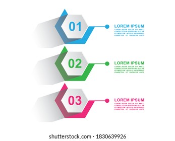 Creative poligon infographic in three colors Free Vector.