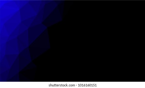 Creative Poligonal Triangle Black Blue Background with copyspace on it. Low Poly Design. Light Copy Space  Color Pattern.
