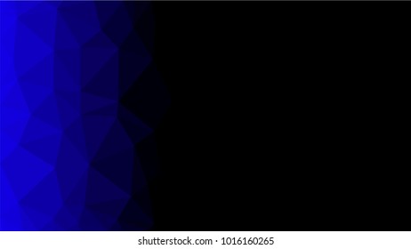 Creative Poligonal Triangle Black Blue Background with copyspace on it. Low Poly Design. Light Copy Space  Color Pattern.