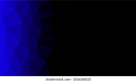 Creative Poligonal Triangle Black Blue Background with copyspace on it. Low Poly Design. Light Copy Space  Color Pattern.