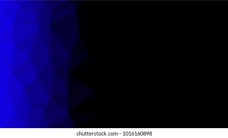 Creative Poligonal Triangle Black Blue Background with copyspace on it. Low Poly Design. Light Copy Space  Color Pattern.