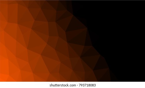 Creative Poligonal Triangle Dark Light orange Background with copyspace on it. Low Poly Design