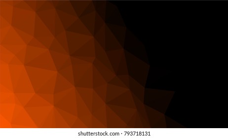 Creative Poligonal Triangle Dark Light orange Background with copyspace on it. Low Poly Design