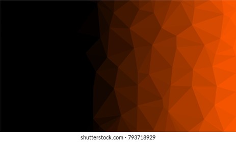 Creative Poligonal Triangle Dark Light orange Background with copyspace on it. Low Poly Design