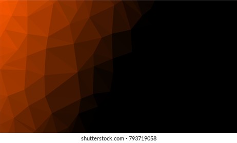 Creative Poligonal Triangle Dark Light orange Background with copyspace on it. Low Poly Design