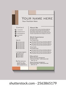 Creative and polished resume layout ideal for showcasing skills and work history