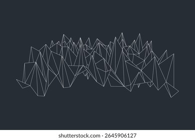 Creative polygon mesh of wireframe geometric objects forming a complex structure