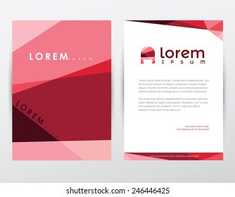 creative polygonal geometric style flyer, brochure, certificate template design mockup for business presentations - stationery document with letter a logo icon