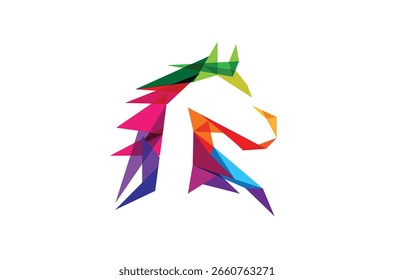 creative polygonal horse head logo vector design symbol illustration	
