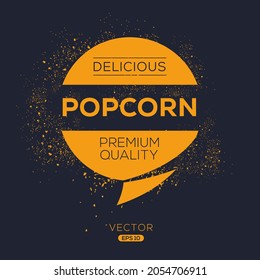 Creative (popcorn) logo, popcorn sticker, vector illustration.