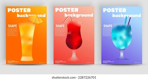 Creative popular alcohol сoctails set. Bright composition. Vertical banners for branding bar menu, cover, poster, flyer.