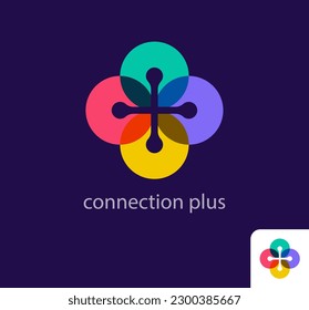 Creative port logo design. Unique design color transitions. Unique plus colorful template. vector