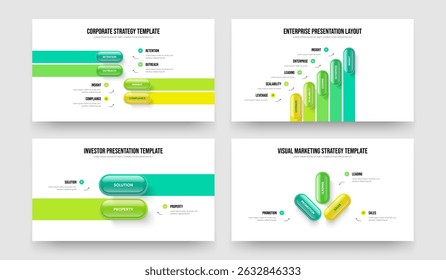 Creative Portfolio 4 5 2 3 Option Diagram Slide Design Collection. Marketing Briefing Four Five Two Three Step Infographic Presentation Layout Vector Illustration Bundle.