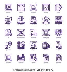 Creative Portfolio Icon pack for your website, mobile, presentation, and logo design. Creative Portfolio Icon line basic color design. Vector graphics illustration and editable stroke.