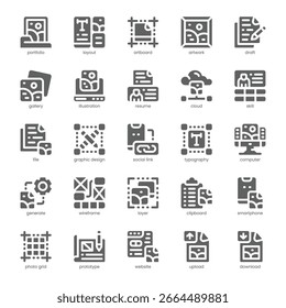 Creative Portfolio Icon pack for your website, mobile, presentation, and logo design. Creative Portfolio Icon solid design. Vector graphics illustration and editable stroke.