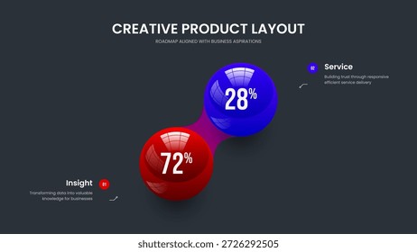 Creative Portfolio Two Element Infographic Slideshow Template. Financial Growth 2 Step Graph Frame Design. Science Analysis Presentation Layout Vector Illustration.