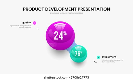 Creative Portfolio Two Step Infographic Slideshow Design. Visual Proposal Slide Layout Vector Illustration. Colorful Review 2 Element Graph Presentation Template.