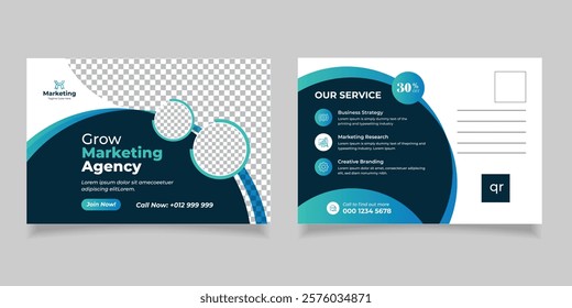 creative postcard design business template, corporate business postcard EDDM template. business postcard design