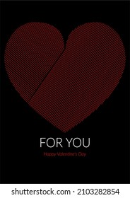 Postal creativa de estilo minimalista. El corazón bordado. Fondo vectorial.
