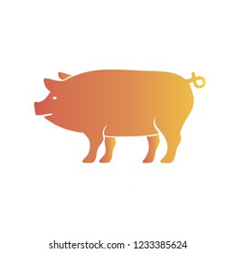 Creative postcard for New 2019 Year with cute pig. Concept, vector vertical editable template. Symbol of the year in the Chinese calendar. Cartoon. Isolated. Vector illustration. Year of yellow pig