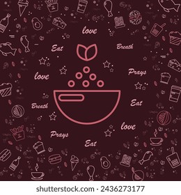 Creative poster, banner, backdrop, vector fast food icons pattern