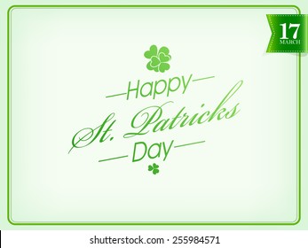 Creative poster or banner design for Happy St. Patrick's Day celebration on shiny green background.