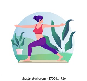 Creative poster or banner design with illustration of woman doing yoga for Yoga Day Celebration.