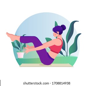 Creative poster or banner design with illustration of woman doing yoga for Yoga Day Celebration.