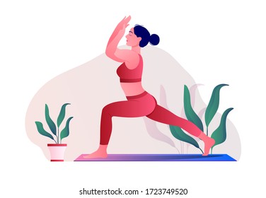 Creative poster or banner design with illustration of woman doing yoga for Yoga Day Celebration.