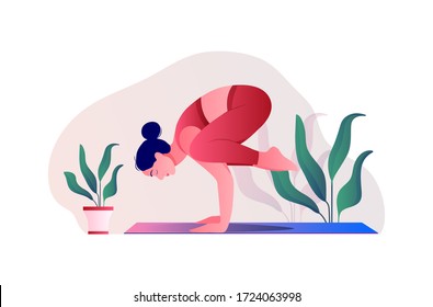 Creative poster or banner design with illustration of woman doing yoga for Yoga Day Celebration.